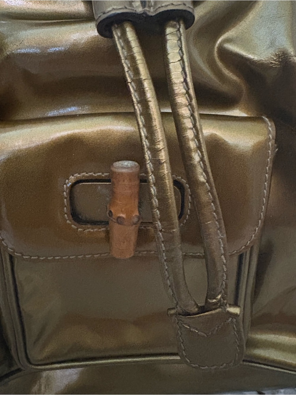 GUCCI Bamboo Mini Backpack Metallic Gold - Picture 3 of 12